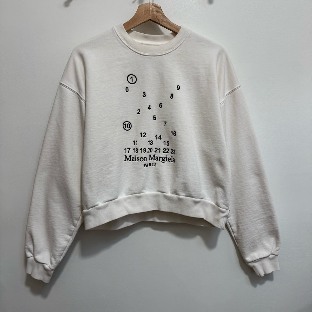 Maison Margiela Paris Numbers Logo Crew Neck Sweatshirt Women XS Embroidered - Picture 2 of 16